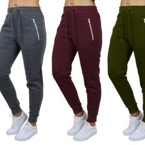 1-Womens Loose Fit Fleece Burgundy Joggers NEW
